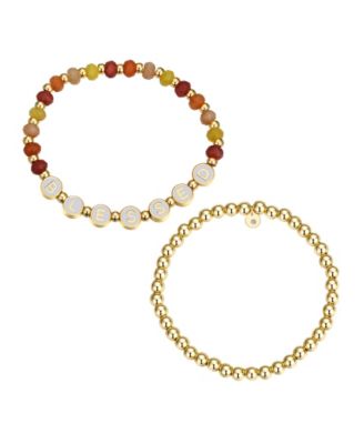 Multi Sunburst Quartz Blessed Stone and Beaded Stretch Bracelet Set image