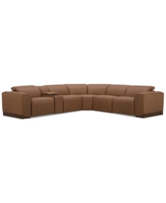 Lovro 6-Pc. Leather Sectional with 2 Power Motion Chairs & 1 Console, Created for Macy's image