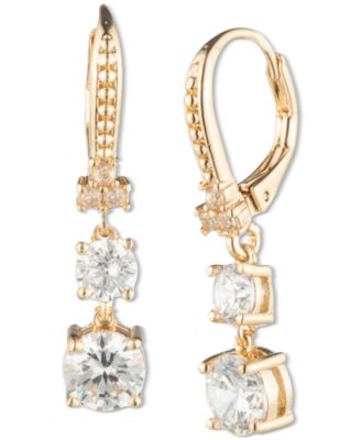 Marchesa - Silver-Tone Cubic Zirconia Double Drop Earrings