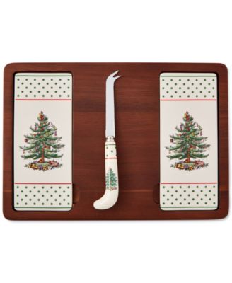 Christmas Tree Polka Dot Cheese Board & Knife Set image