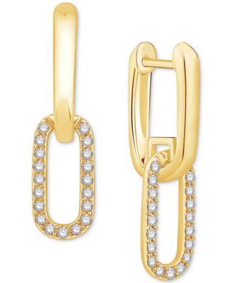 Macy's - Diamond Interlocking Link Dangle Earrings (1/4 ct. t.w.) in 10k Gold