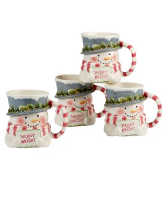 Snowman Greetings 3D Mugs, Set of 4 image