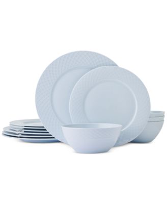Mikasa - Trellis Misty Blue 12-Pc. Dinnerware Set, Service for 4