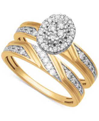 Diamond Oval Halo Cluster Bridal Set (1/3 ct. t.w.) in 14k Gold image