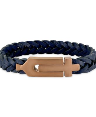 Bulova - Blue Leather Braided Bracelet