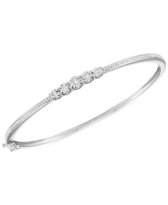 Macy's - Diamond Five Stone Bangle Bracelet (1/4 ct. t.w.) in Sterling Silver