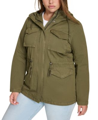 Levi's - Plus Size Cotton Hooded Military Zip-Front Jacket