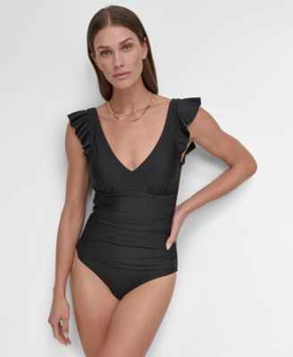 DKNY - Women's Ruffled Underwire One-Piece Swimsuit