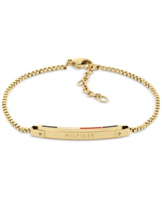 Tommy Hilfiger - Gold-Tone Linear Logo Plaque Chain Bracelet