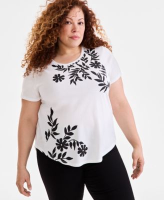 Style & Co - Plus Size Perfect Printed Crewneck Tee