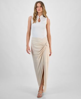 GUESS - Women's Aimee Embellished Side-Drape Maxi Skirt
