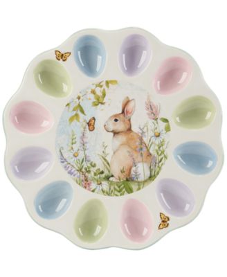 Certified International - Easter Meadow Round Deviled Egg Plate