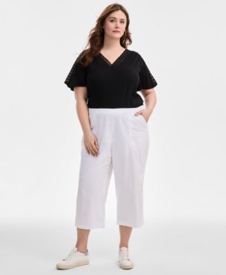 Style & Co - Plus Size Chambray Pull-On Cropped Pants