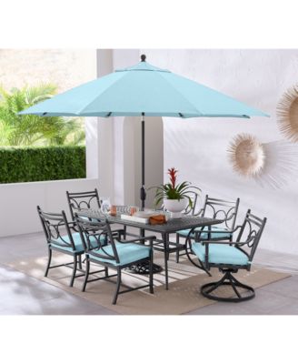 Agio - Wythburn Outdoor Dining 7pc Set (72"x 38" Table & 4 Scroll Dining Chairs & 2 Scroll Swivel Chairs)