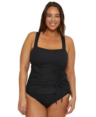 Becca ETC - Plus Size Modern Edge Rib Multi-Way Tankini Top