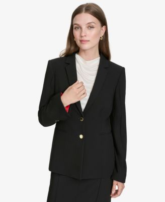 Halston - Women's Contrast-Lined Two-Button Blazer