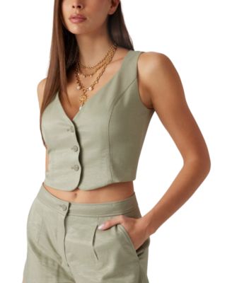 GUESS - Women's Camille Sleeveless Buttoned Vest