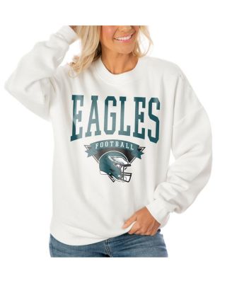 Gameday Couture - Women's White Philadelphia Eagles Oversized Line Pullover Sweatshirt