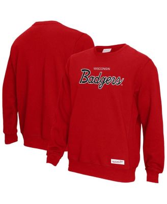 Mitchell & Ness - Men's Red Wisconsin Badgers Elite Script Pullover Sweatshirt