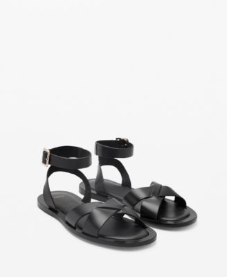 MANGO - Women's Buckle Strap Leather Sandals