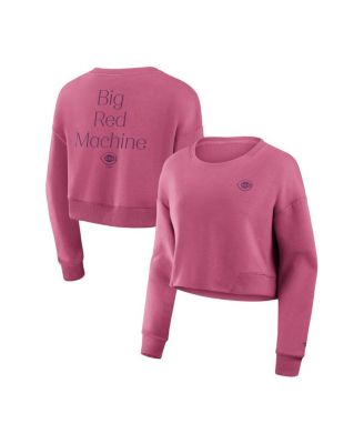 Fanatics - Women's Pink Cincinnati Reds Relax Studio Cropped Pullover Sweatshirt