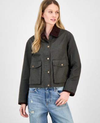 CoffeeShop - Juniors' Corduroy-Collar Barn Jacket