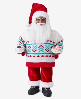 Whimsy African American Santa In Sweater With Coffee, Macy's Exclusive  image