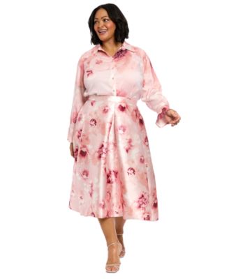 Muse - Plus Size Floral-Print Pleated Skirt