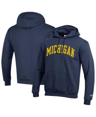 Champion - Men's Navy Michigan Wolverines Basic Arch Fleece Pullover Hoodie