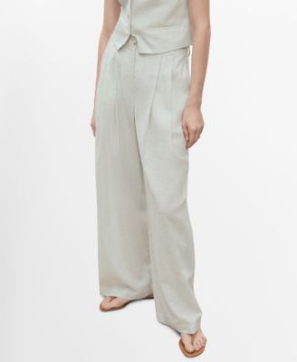 MANGO - Women's Straight-Fit Linen-Blend Suit Pants
