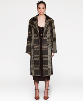 Avec Les Filles - Women's Single-Breasted Plaid Coat