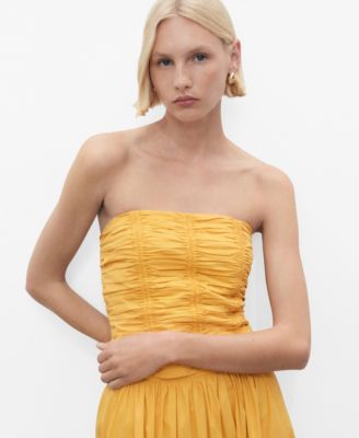 MANGO - Women's Ruched Strapless Top