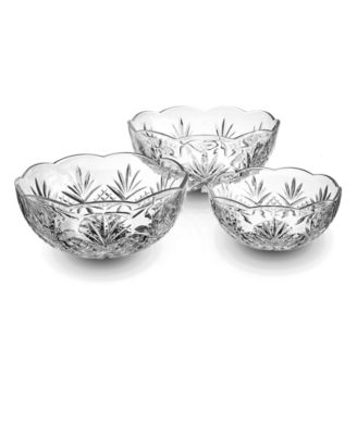 Dublin Crystal Scalloped 3 Piece Serving Bowl Set image