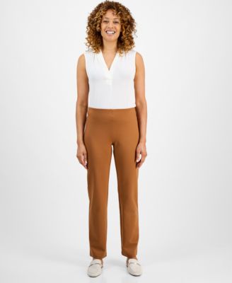 JM Collection - Women's Pont&eacute;-Knit Pull-On Ankle Pants