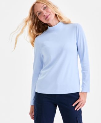 Style & Co - Women's Cotton Mock-Neck Long-Sleeve Tee