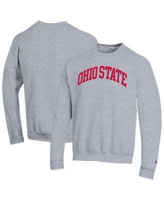 Champion - Men's Heather Gray Ohio State Buckeyes Basic Arch Fleece Pullover Sweatshirt