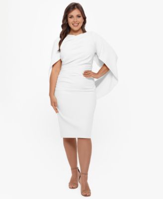 Betsy & Adam - Plus Size Ruched Cape Dress