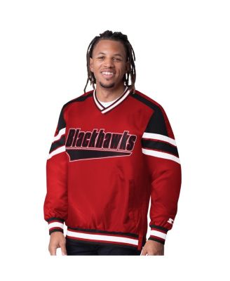 Starter - Men's Red Chicago Blackhawks Reliver I V-Neck Pullover Jacket