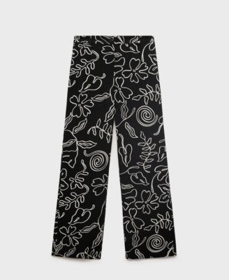 MANGO - Women's Floral Print Straight Pants