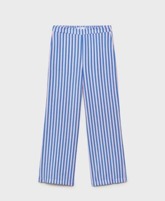 MANGO - Women's Stripe-Print Straight Pants