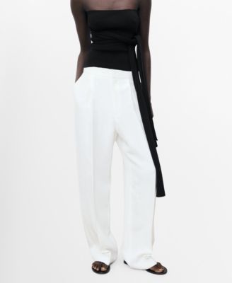 MANGO - Women's Linen-Blend Pleated Pants