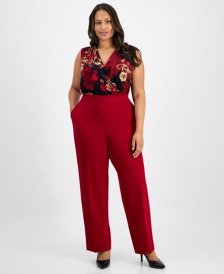 Anne Klein - Plus Size Pull-On High-Rise Compression Pants