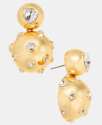 On 34th - Crystal Half Bead Drop Earrings