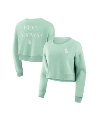 Fanatics - Women's Mint Los Angeles Dodgers Studio Cropped Pullover Sweatshirt