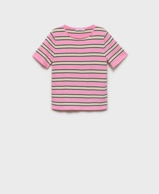 MANGO - Women's Combined Stripes Short-Sleeved Sweater