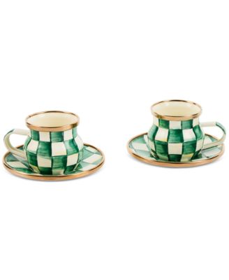 Emerald Check Espresso Cup & Saucer Set image