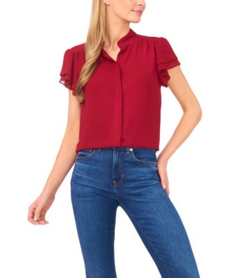 CeCe - Women's Double Flutter Short Sleeves Top