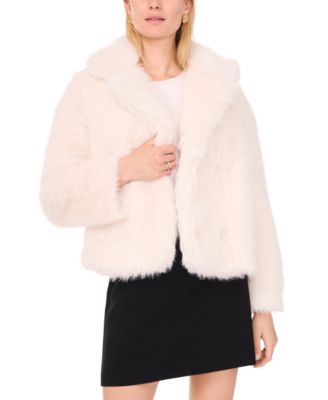 1.STATE - Women's Faux-Fur V-Neck Long Sleeve Jacket