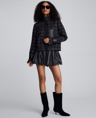 Kenneth Cole - Women's Plaid Pattern Cropped Jacket