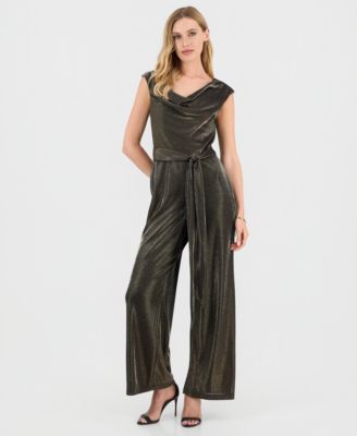 Connected - Women's Metallic Cowl-Neck Jumpsuit